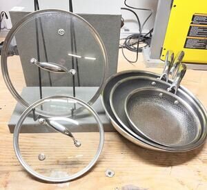 HexClad Hybrid Stainless Steel 5 Piece Frying Pan Set with Lids - 8, 10, 12 in